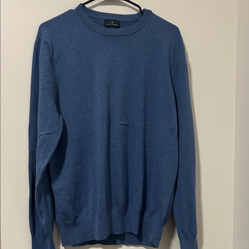 Men’s Brooks Brothers Blue 100% Cotton Long Sleeve Sweater Size Large